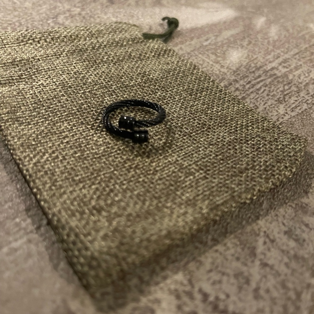 Black Cable Wire Bangle & Ring - image 3